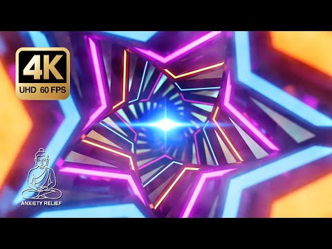 Neon Star Sci-Fi Tunnel 4K • 3 Hours Seamless Loop • Deep Focus & Relaxation (No Music)