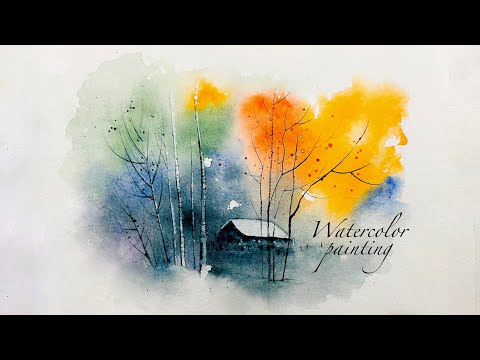 easy watercolor painting . with simple technique . fantasy and beautiful