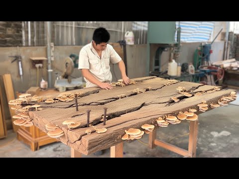 Turning a 2,000-Pound Cracked, Termite-Eaten Wood Slab into a Grand Dining Table!