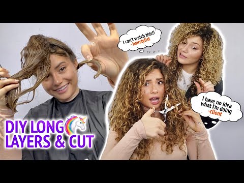 HAIRSTYLIST TEACHES SISTER HOW TO CUT HER OWN CURLY HAIR AT HOME