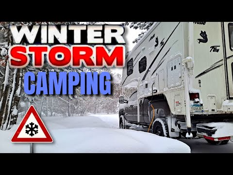 Truck Camping in a Snowstorm, 13" of snow! Custom built Rotisserie