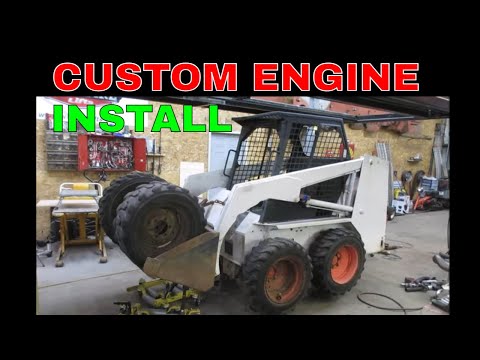 Making a Big Engine Fit a Small Hole. Busted up Bobcat Skid Steer.