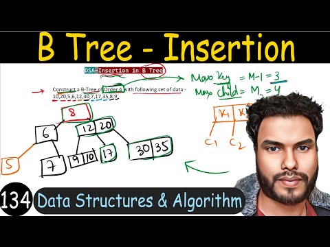 134 - B-Tree Insertion | Construction of B Tree | Data Structure