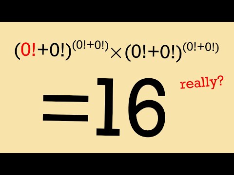 Is this true: (0!+0!)^(0!+0!)x(0!+0!)^(0!+0!)=16? Reddit math problem