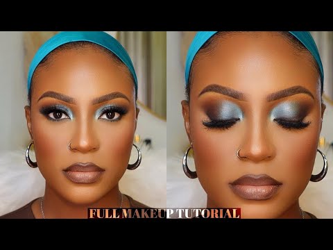 FLAWLESS MAKEUP TUTORIAL || DEATILED TUTORIAL + EYESHADOW AND EYELASH APPLICATION #woc #darkskin