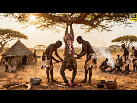 Hadzabe Tribe Hunting Successfully A Big Baboon In The Hadza Land | Hadzabe Tribe Hunting