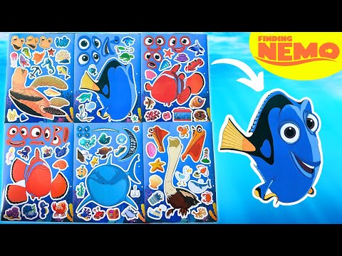 Disney FINDING NEMO Movie DIY Make a Face Stickers Activity with Nemo, Dory, Crush