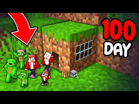 Mikey Family and JJ Family Survive 100 Days inside Block in Minecraft (Maizen)