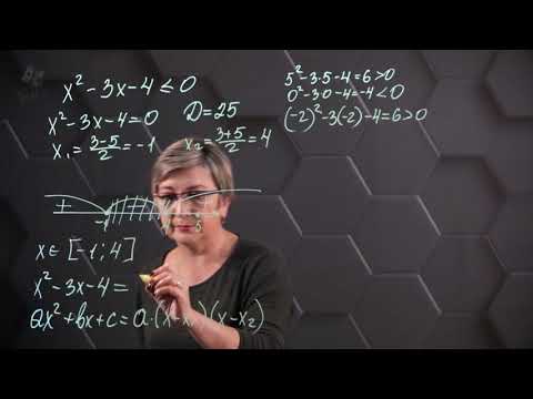 Solving quadratic inequalities using intervals. 8th grade.