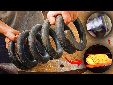 FORJANDO uma FACA com mola de aço...  Faca Gaúcha!