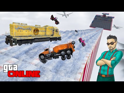 TRAINS EVERYONE! UNCONTROLLED ICE SLIDE ON A TRAIN IN GTA 5 ONLINE