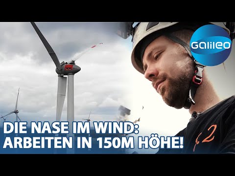 Die Nase im Wind: Der Arbeitsplatz eines Windkraftarbeiters in 150m Höhe
