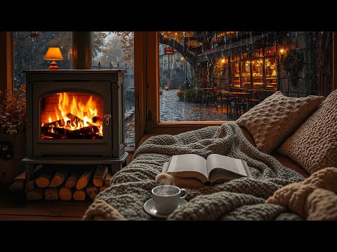 Relaxing Jazz Piano Music for Rainy Reading Day 🍂 Cozy Autumn Window Space for Study, Work