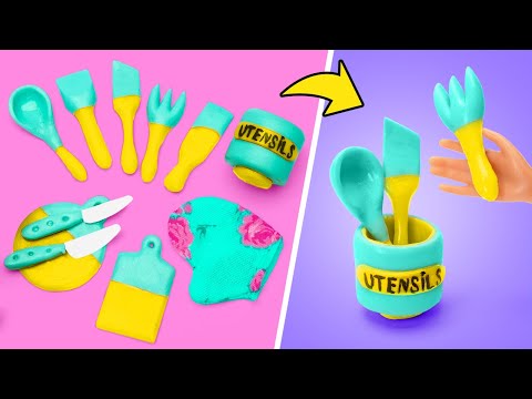 Craft Mini Kitchen Utensils for Dolls with Polymer Clay!