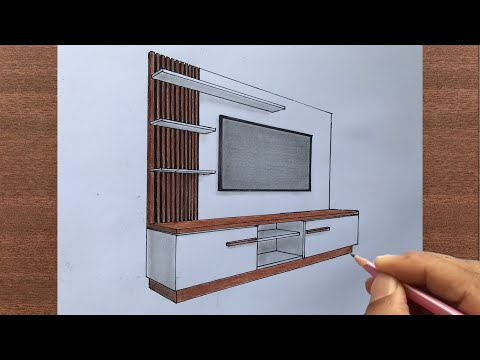 How to Draw a TV Unit in 2-Point Perspective