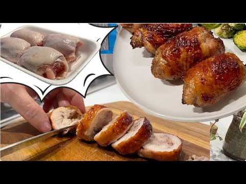 鸡腿肉怎样做出 漂亮烤鸡卷 ｜ 无油烟烤箱菜 【田园时光美食】