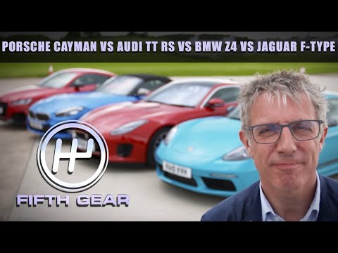 PORSCHE CAYMAN VS AUDI TT RS VS BMW Z4 VS JAGUAR F-TYPE - The FULL Challenge | Fifth Gear