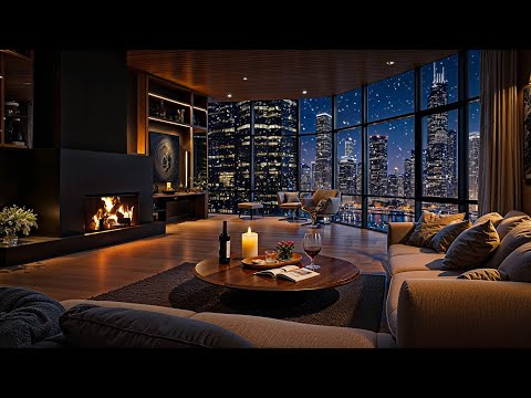 Cozy Winter Apartment Ambience 🔥 Jazz Piano & Fireplace Sounds for Sleep & Relax