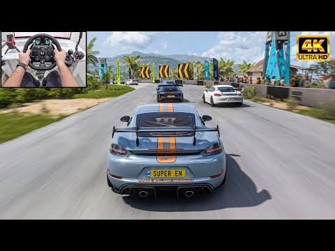 Porsche 718 Cayman GT4 RS VS Track Toys - Forza Horizon 5 | Logitech G923 Steering Wheel