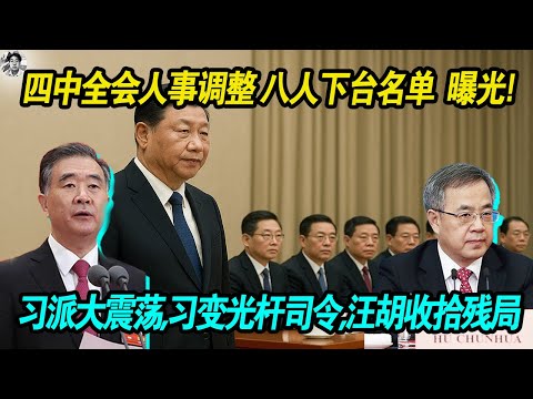 重大猛料：四中全会人事调整 八人名单 | 习近平沦为孤家寡人，习派人马被剥洋葱，习近平大势已去 | 汪洋胡春华笑到最后，收拾残局？