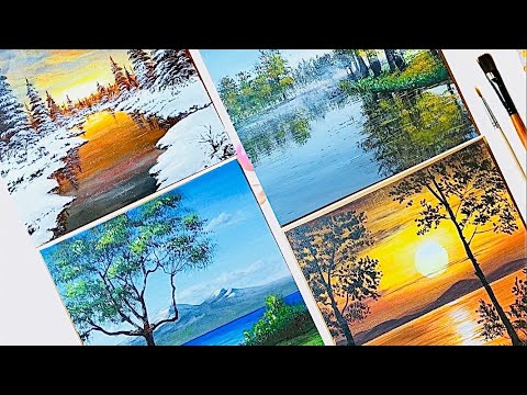 4 Seasons Acrylic Painting / Easy Painting For Beginners