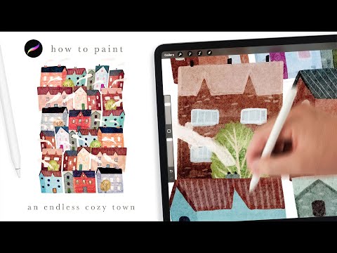 let's paint a bunch of houses and make a town 😱 Easy procreate watercolor tutorial for beginners