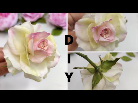 😍РОЗА ИЗ ФОАМИРАНА НА СТЕБЛЕ для НАЧИНАШЕК/ВСЕГО 5 КВАДРАТОВ! БЕЗ МОЛДА  и ШАБЛОНА