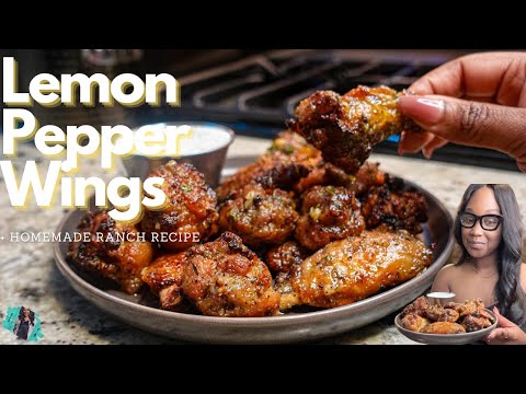 HOW TO MAKE LEMON PEPPER CHICKEN WINGS IN THE AIR FRYER | + HOMEMADE RANCH | QUICK 20-MIN RECIPE