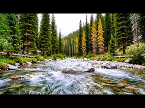 River Flowing with Birds Chirping, Natural Forest River Flow with Soft Birdsong for Relaxing Moments