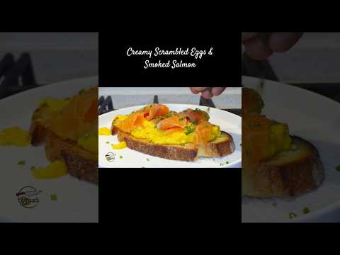 Creamy Scrambled Eggs & Smoked Salmon 🍳🍣 #shorts #short #youtubeshorts #cooking #quick #asmr #viral
