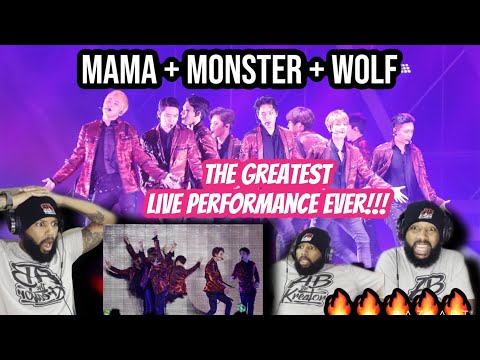 FIRST TIME HEARING EXO 엑소 - MAMA + MONSTER + WOLF | (REACTION!) |BEST LIVE PERFORMANCE EVER!!! WOW!!