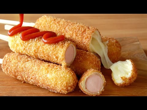 치즈가 쭉쭉~ 식빵으로 간단하게 만드는 핫도그 / 쉬운 레시피/Cheese corn dog/hot dog
