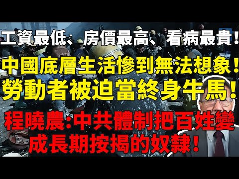 工資最低、房價最高、看病最貴！中國底層生活慘到無法想象！勞動者被迫當終身牛馬！程曉農：中共體制把百姓變成長期按揭的奴隸！#程曉農#中国经济#中国崩溃#社會動盪#民不聊生#債務危機#民生崩潰#體制腐敗