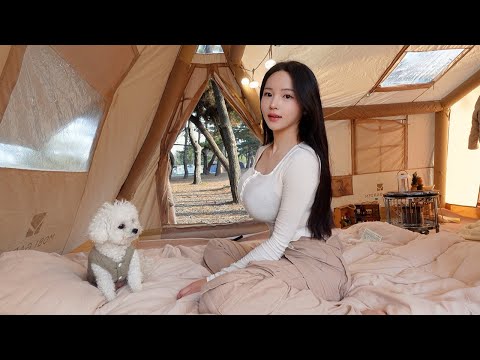 Inflatable Tent Camping by the SeaㅣOcean Camp ASMR