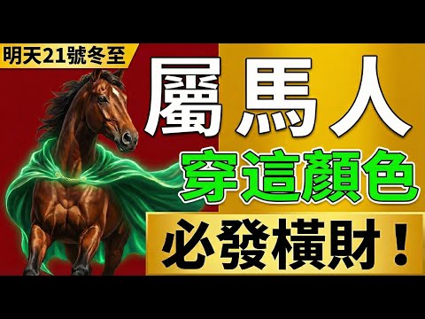 生肖馬注意！明天12月21號，農曆十一月初二是「冬至」，你穿這顏色必發財！天天發財到年底！#屬馬 #生肖馬運勢 #冬至 #招財 #偏財 #屬馬運勢 #風水 #生肖馬 #改運 #幸運顏色 #財運 #轉運