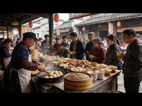 中國浙江金華街頭美食「千年古鎮」早茶一條街！8 元蛋黃塞肉絕活、梅乾菜酥餅、手打牛肉麵！幾十種傳統小吃吃到撐，物價超佛心 CP 值爆表