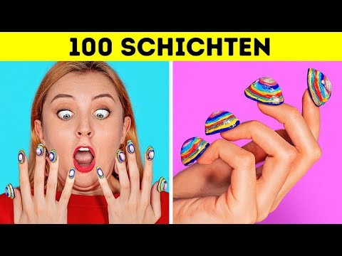 100-SCHICHTEN-CHALLENGE! 100 Schichten Make-up! Vergraben unter 100+ Schichten mit 123 GO! CHALLENGE