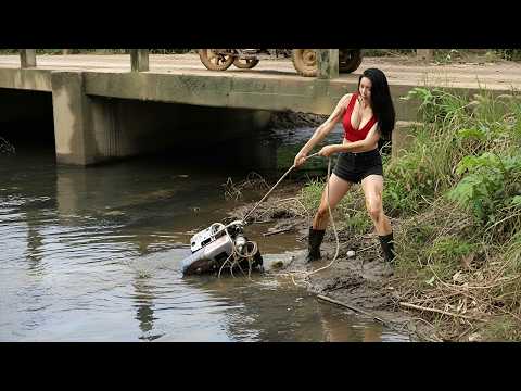 Genius Girl Digs Up a Diesel Engine Buried in the River – Can It Run Again?