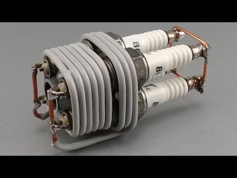 Powerful free energy generator amazing electricity from spark plug in copper wire use speaker magnet