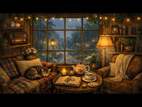 Soft rain on window 1940s and you're listening to vintage jazz  at 2 a.m