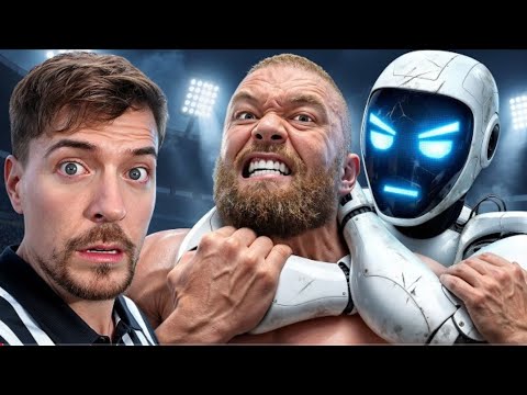 World's Strongest Man Vs Robot #viral #mrbeast 