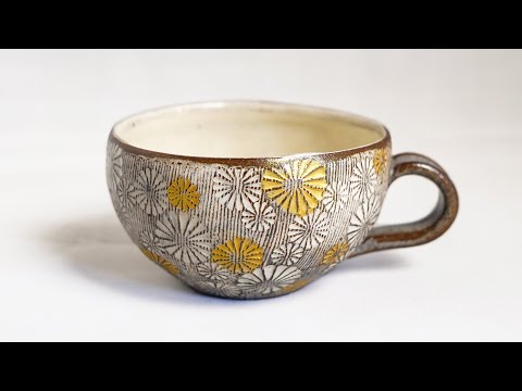 Making soup cups - Part 2 - Slipping, Firing, Glazing - Mishima Pottery Technique