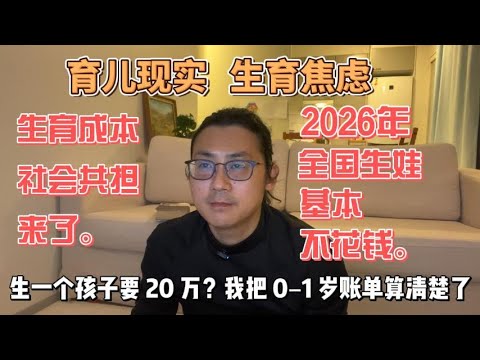 2026年全国生娃基本不花钱#生育成本社会共担来了# 生一个孩子要 20 万？我把 0–1 岁账单算清楚了