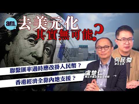 去美元化其實無可能？聯繫匯率過時應改掛人民幣？香港經濟全靠內地支援？丨盧楚仁 何民傑丨去美元化丨聯繫匯率丨美元 人民幣 歐元