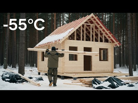 Surviving –55°C: Building a Log Cabin Alone | Start to Finish