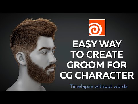 Easy way to create groom for your character / Timelapse / 3D / Houdini