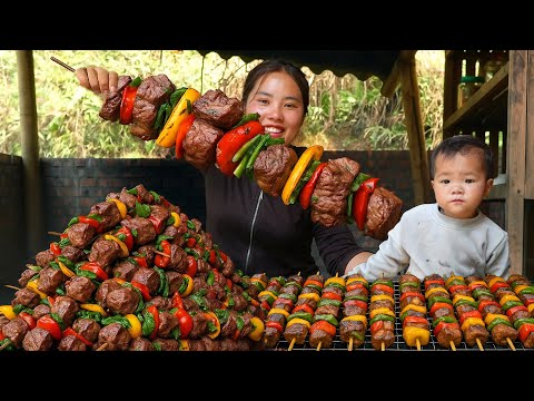 Single mom Harvesting 100Kg+ celery to sell - Cooking Fresh Beef stir fry with celery for my kids