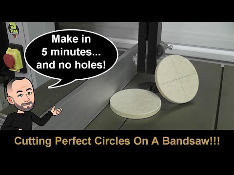 Cutting Perfect Circles On A Bandsaw With No Holes and Making A Jig In Less Than 5 Minutes