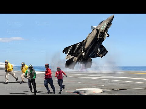 F-35B Lightning II Showing the Insane Jump on Aircraft Carrier