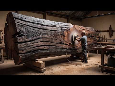 Amazing Skill! Young Carpenter Makes A Unique Glowing Table Using Old Wood Slabs And Creativity